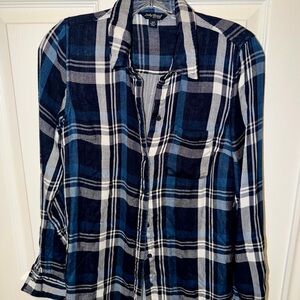Lucky Brand Blue and White Plaid Shirt